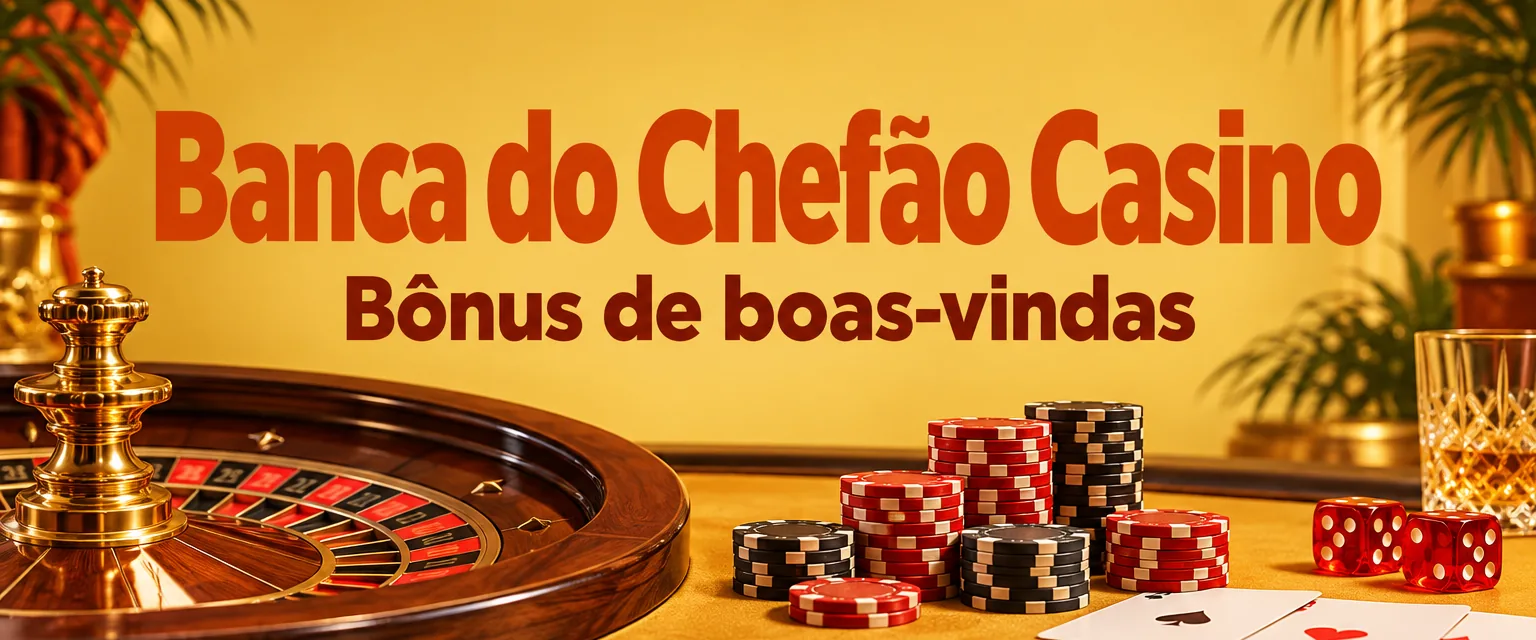 Banner do bônus de boas-vindas do Banca do Chefão Casino com fichas douradas e valor de R$ 1.000